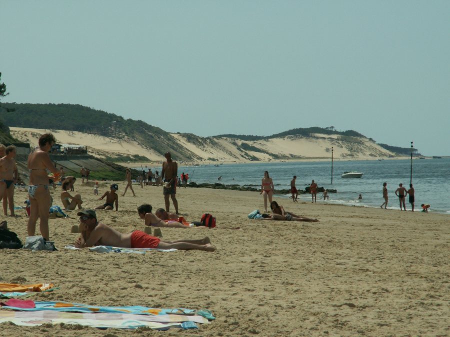 Strand, Dünen und bewaldete Hänge an der Atlantikküste der Landes